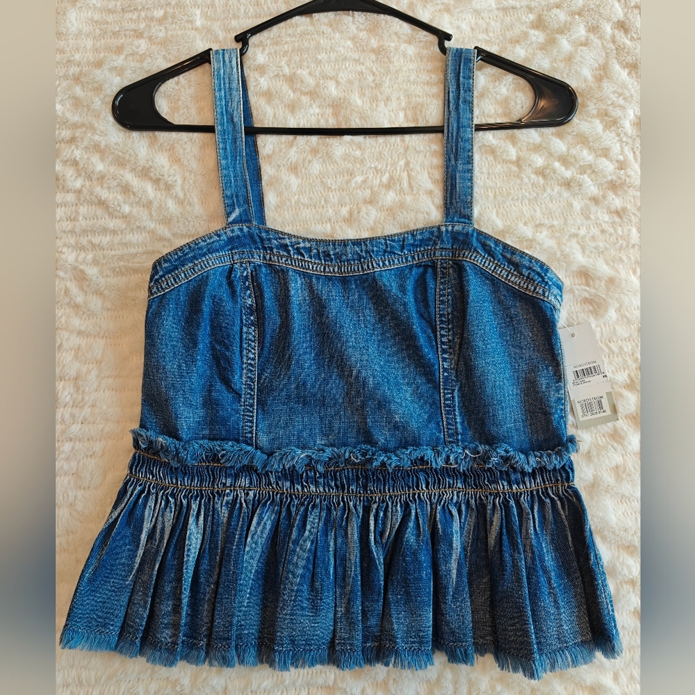 NWT Nordstrom BP Peplum Denim Top